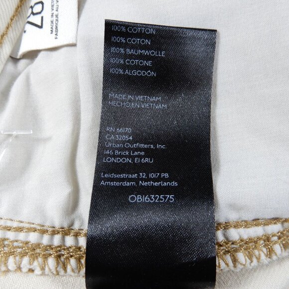 BDG Urban Outfitters Low Rise Tapered Moto Zipper JEANS Size 28 Ivory Denim NEW - Picture 10 of 13